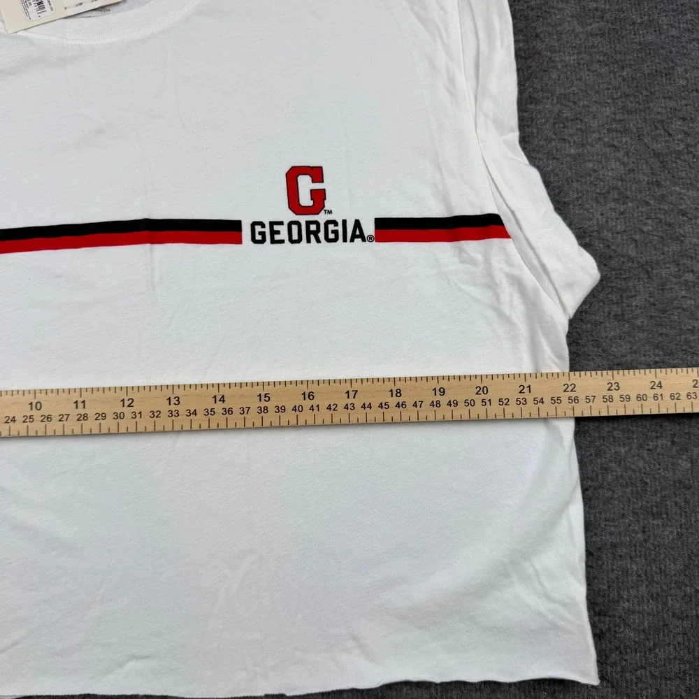 Tailgate Georgia Bulldogs Crop Top Womens Medium White Muscle Tee NWT Collegiate